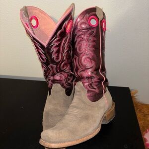 Ariat Women's Pink and Brown Heeled Boots